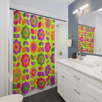 Neon Yellow Daisy Pattern Shower Curtain Gift: Pop Art Bloom for High-Energy Homes