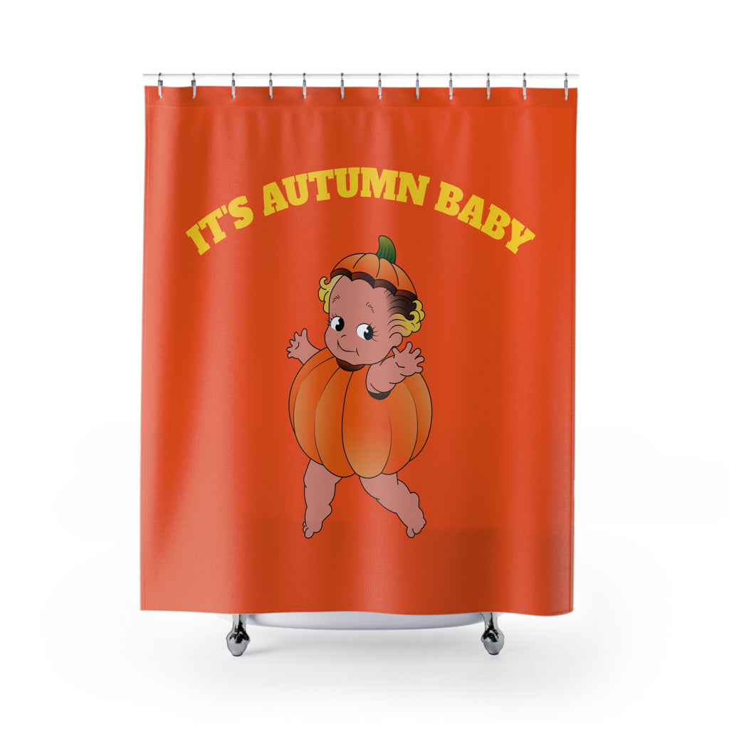 "It's Autumn Baby" Retro Pumpkin Costume Shower Curtain Gift: Charming Nostalgia for Fall Homes