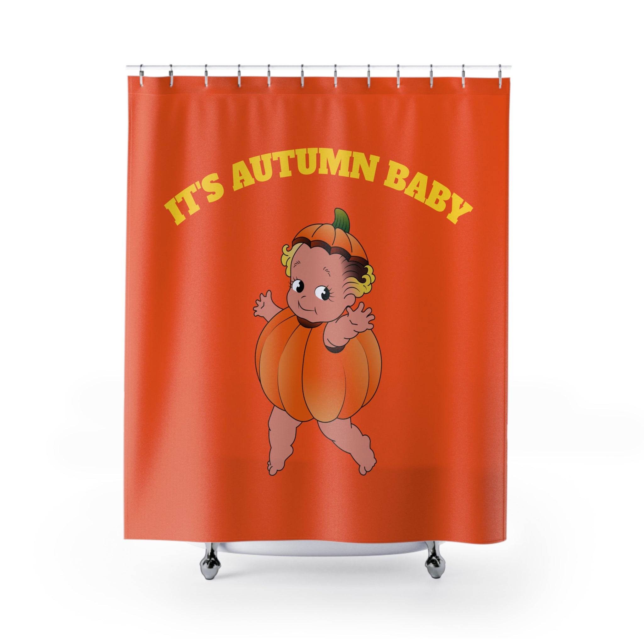 "It's Autumn Baby" Retro Pumpkin Costume Shower Curtain Gift: Charming Nostalgia for Fall Homes