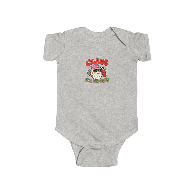 Claus With Confidence baby bodysuit in ash – original NewGiftDay design