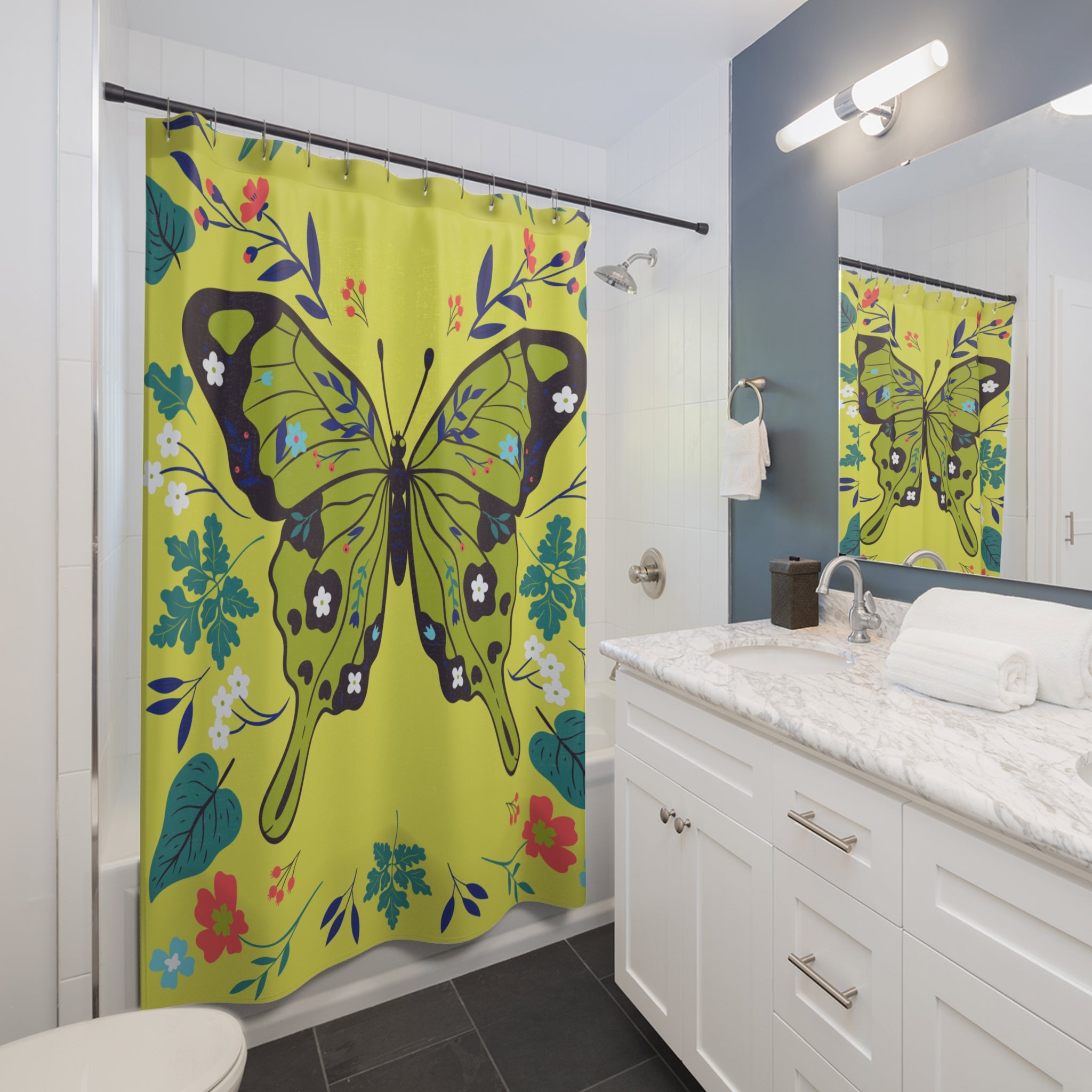 Monarch Butterfly Folk Art Shower Curtain Gift: Sunny Vitality for Nature Lovers