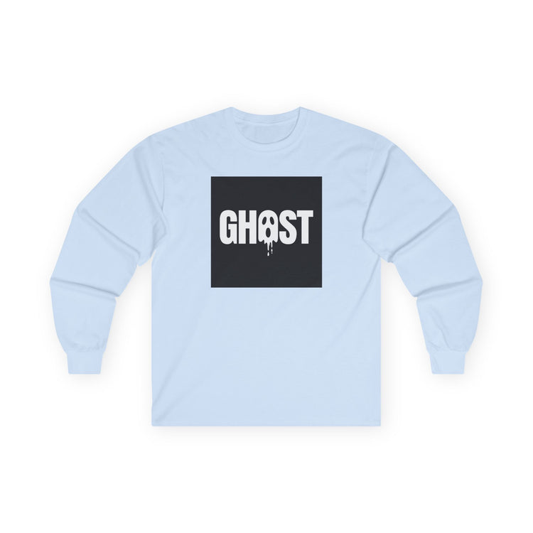 Dripping Ghost Face long sleeve tee in light-blue – original NewGiftDay design