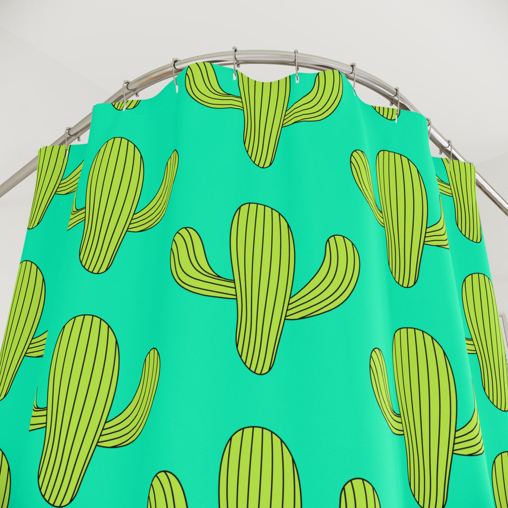 Cheerful Saguaro Cactus Pattern Shower Curtain Gift: Desert Chic for Sunny Homes
