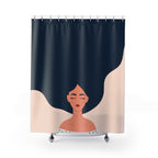"Voluminous Serenity" Minimalist Woman Shower Curtain Gift: Empowering Art for Reflective Spaces