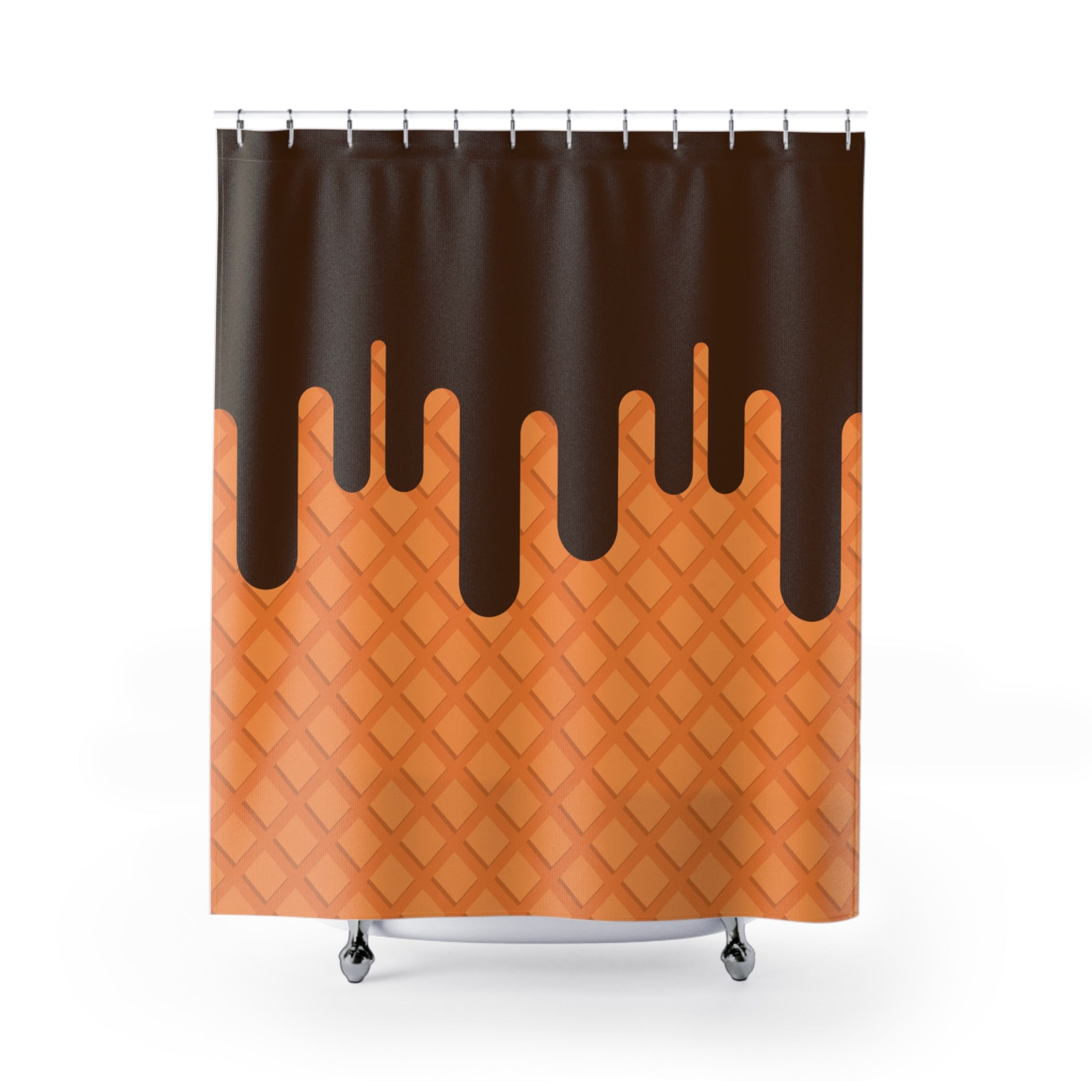 Chocolate Drip Waffle Cone Shower Curtain Gift: Decadent Novelty for Foodie Homes