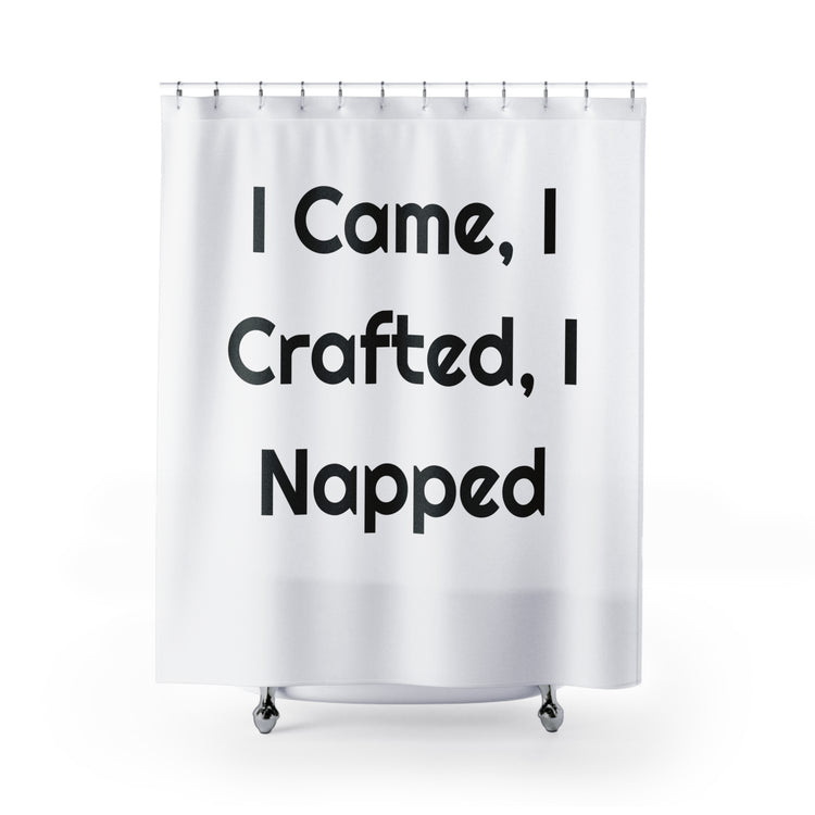 I Came, I Crafted I Napped Printed for Playful Bath Spaces shower curtain – original NewGiftDay design