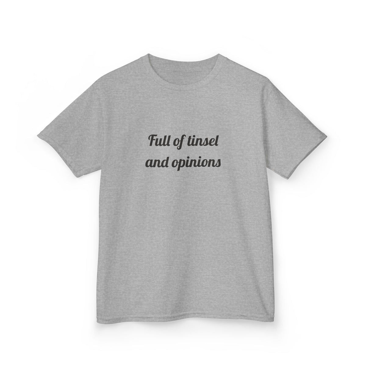 Full of tinsel and opinions DTG Printed for Holiday Giggles kids tee – original NewGiftDay design, view 9