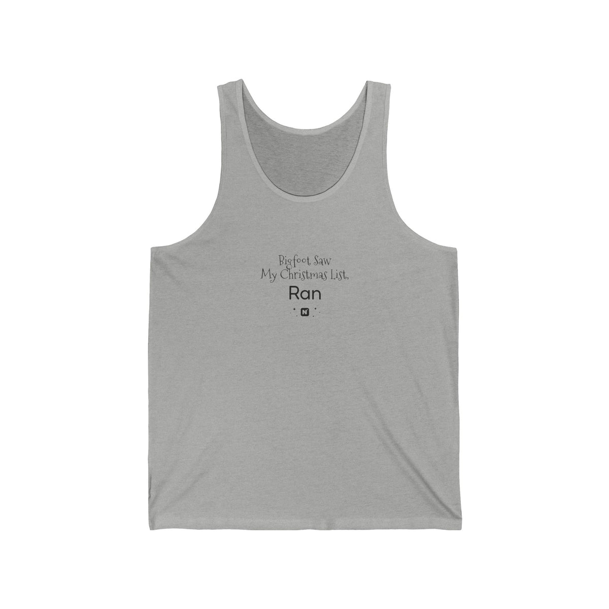 Bigfoot Christmas List Unisex Jersey Tank tank top – original NewGiftDay design, view 6