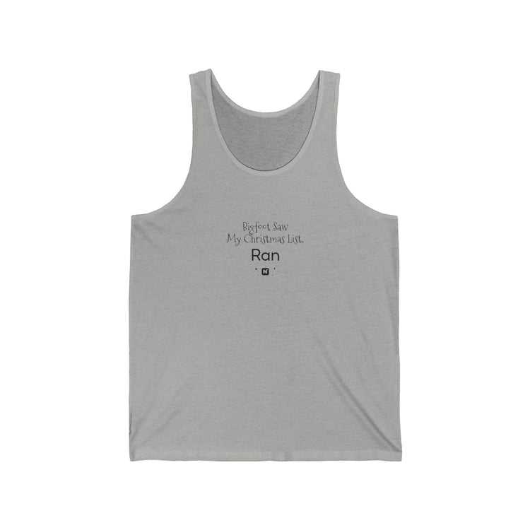 Bigfoot Christmas List Unisex Jersey Tank tank top in athletic-heather – original NewGiftDay design