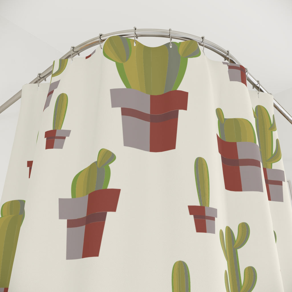Minimalist Potted Cactus Shower Curtain Gift: Desert Chic for Modern Homes