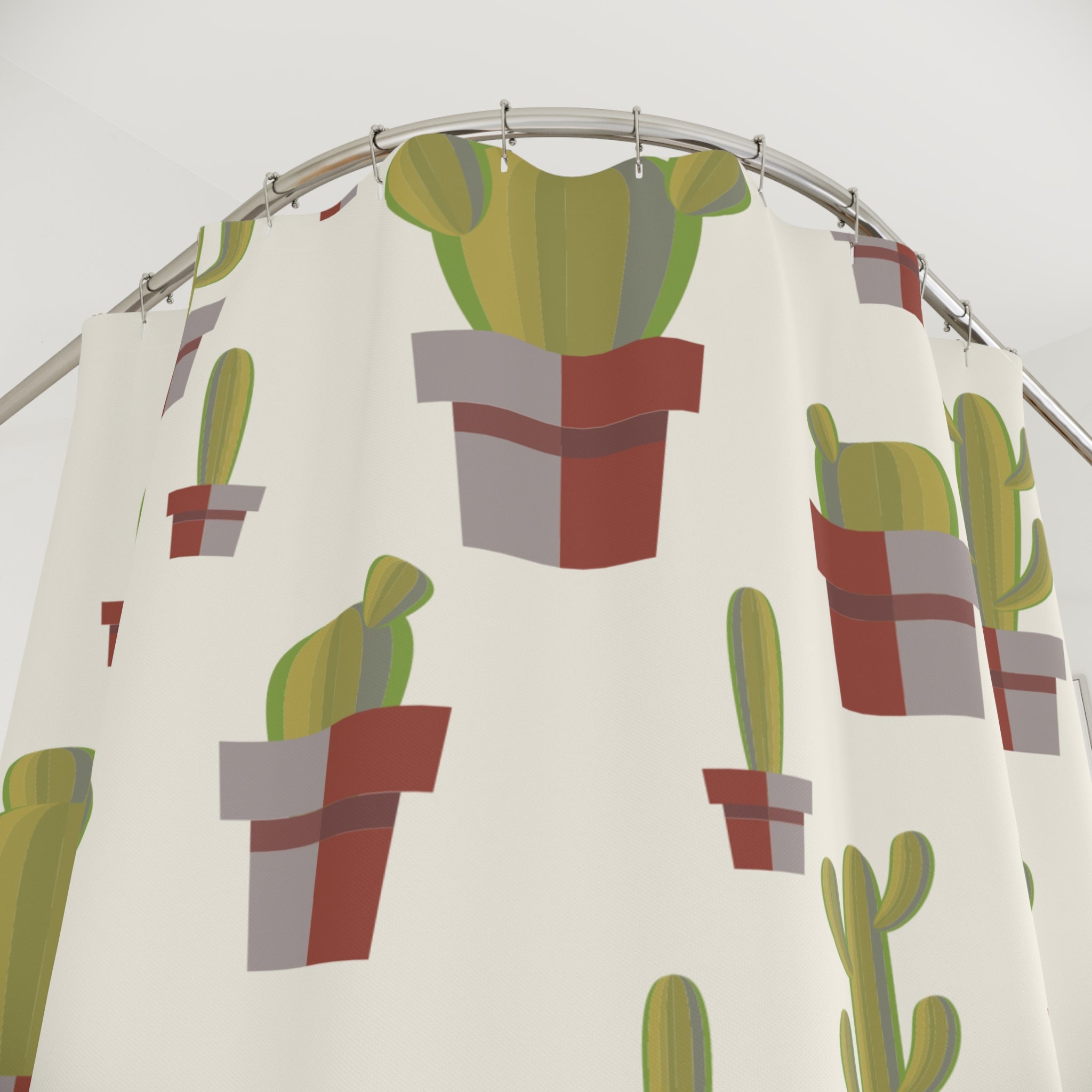 Minimalist Potted Cactus Shower Curtain Gift: Desert Chic for Modern Homes