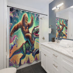 Epic Sasquatch T-Rex Laser Unicorn Shower Curtain Gift: Hilarious Pixel Fantasy