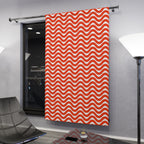 Wave Hello Red Pattern Blackout Window Curtain