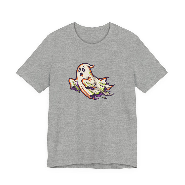Wavy Ghost Glide Halloween T-shirt in athletic-heather – original NewGiftDay design