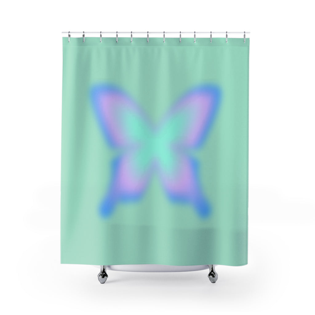 Pastel Aura Butterfly Shower Curtain Gift: Serene Gradient for Dreamy Homes