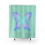 Pastel Aura Butterfly Shower Curtain Gift: Serene Gradient for Dreamy Homes