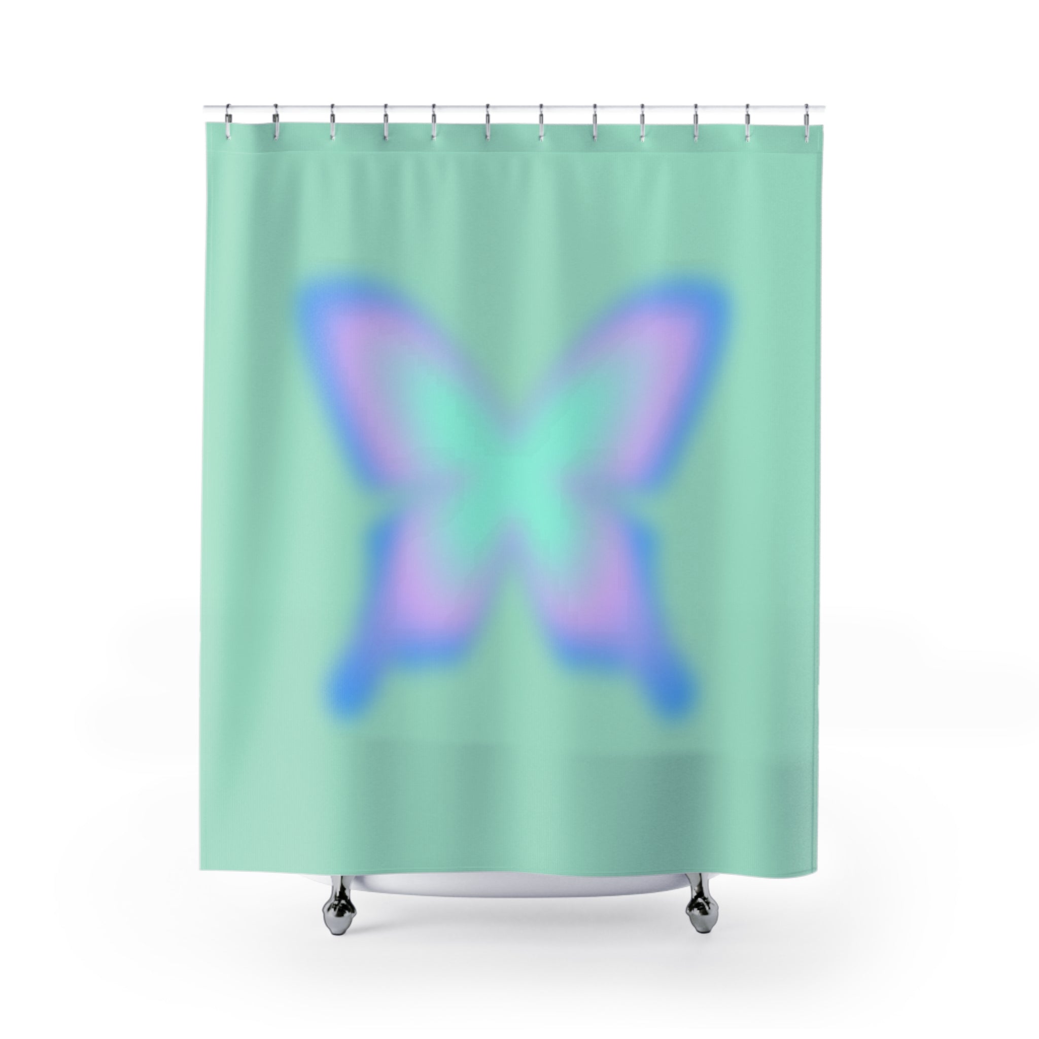 Pastel Aura Butterfly Shower Curtain Gift: Serene Gradient for Dreamy Homes
