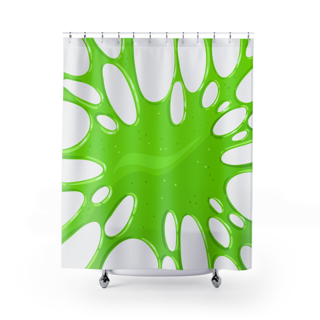 Vibrant Green Slime Splatter Shower Curtain Gift: Quirky Fun for Playful Homes