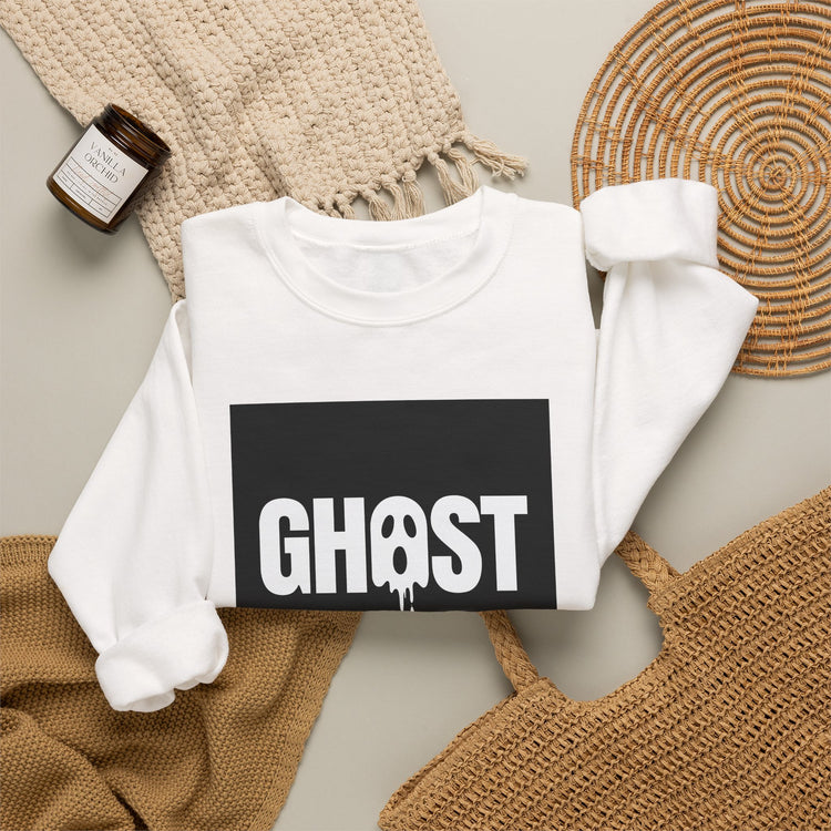 Minimal Ghost Lettering for Fall sweatshirt in white – original NewGiftDay design