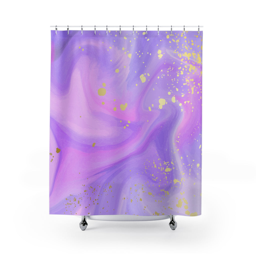 Gold Veined Marble Swirl Shower Curtain Gift: Luxury Abstract for Opulent Homes