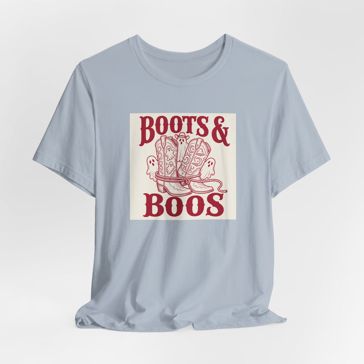 Western Boots Boo Crew T-shirt in light-blue – original NewGiftDay design