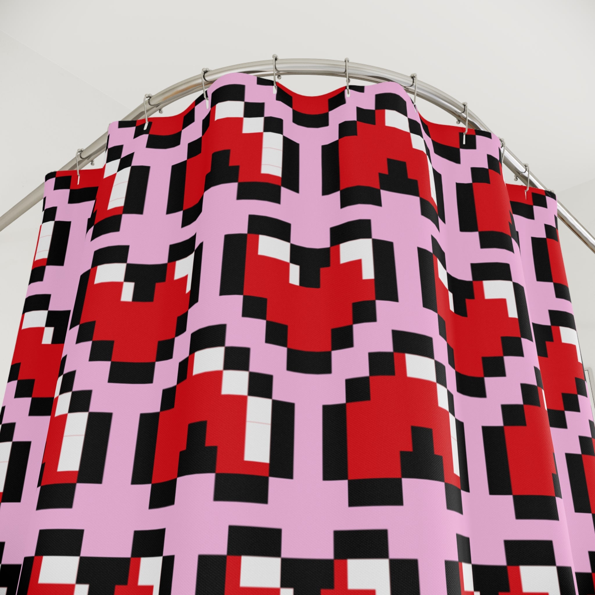 Pixel Heart Gaming Shower Curtain Gift: Retro Love for Gamer Homes