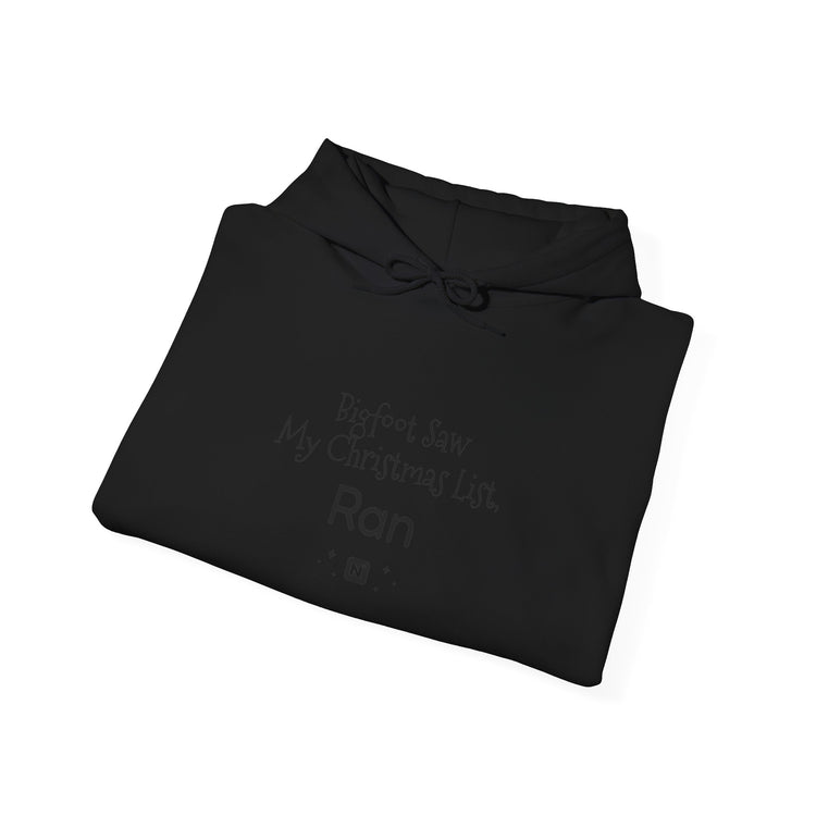 Bigfoot Christmas List™ Hooded sweatshirt in black – original NewGiftDay design