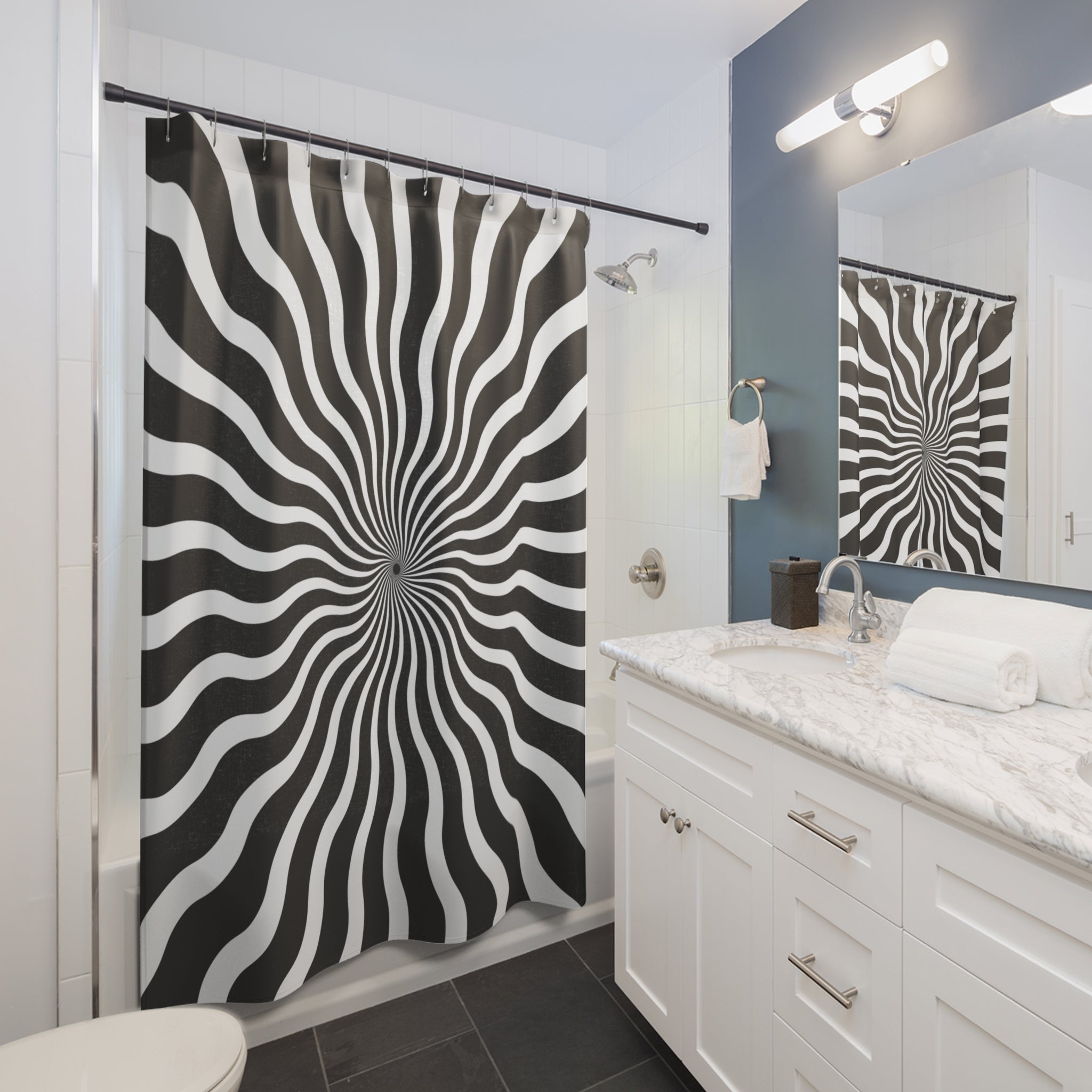 Hypnotic Swirl Optical Illusion Shower Curtain Gift: Mind-Bending Art for Dynamic Homes