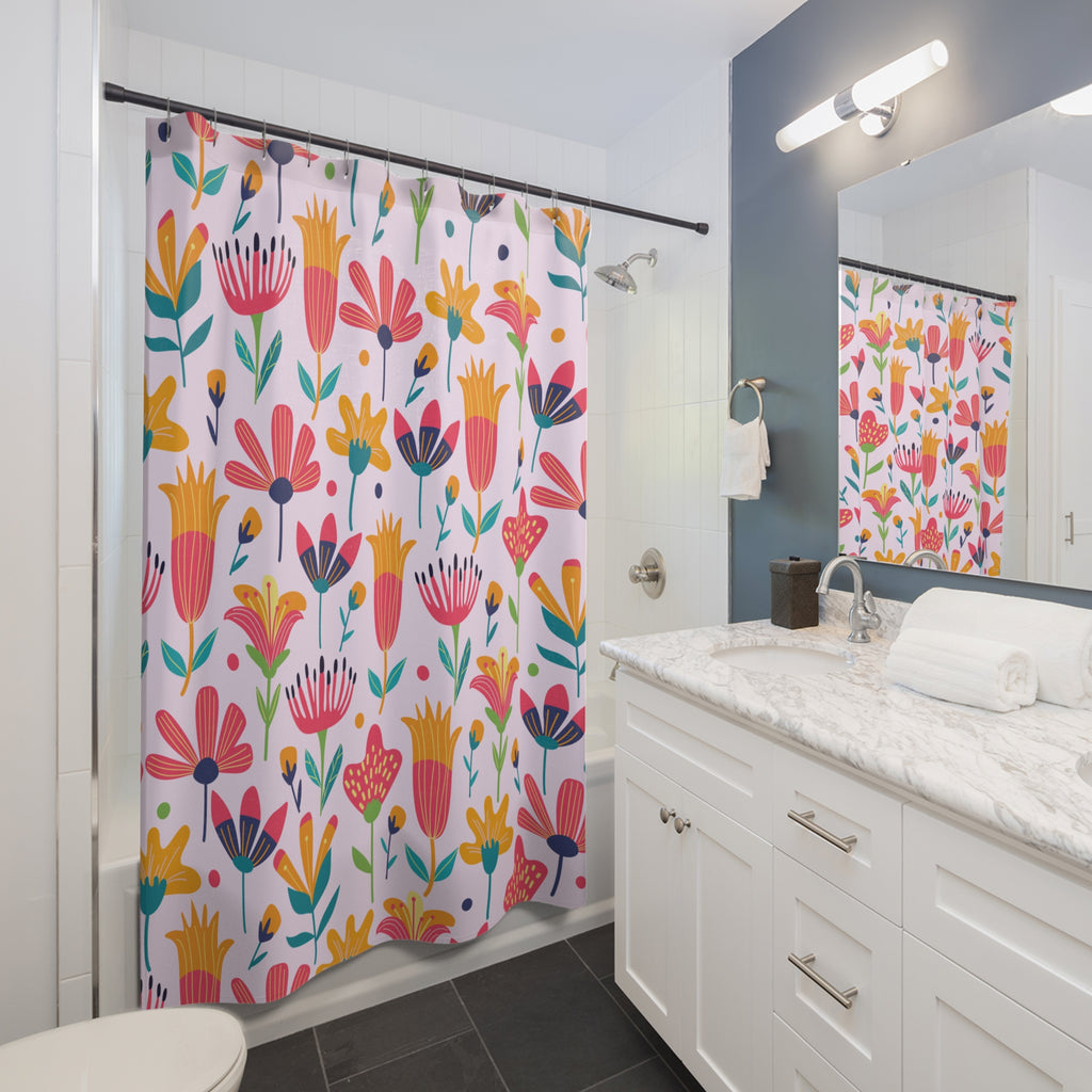 Folk Art Floral Shower Curtain Gift: Bohemian Whimsy for Cheerful Homes