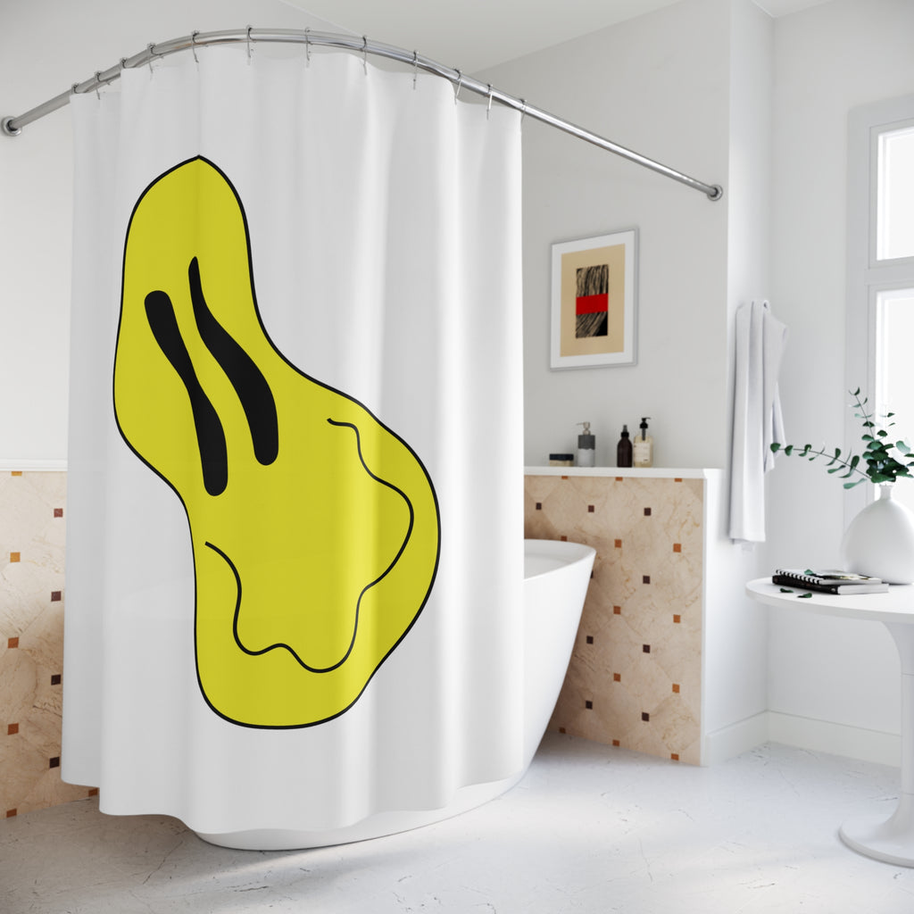 Melting Smiley Face Art Shower Curtain Gift: Trippy Vibes for Indie Home