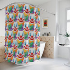 Repeating Clown Faces Shower Curtain Gift: Hilarious Circus Art for Bold Homes