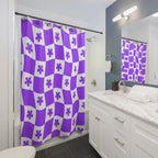 Psychedelic Checkerboard Flower Shower Curtain Gift: Groovy Retro for Funky Homes