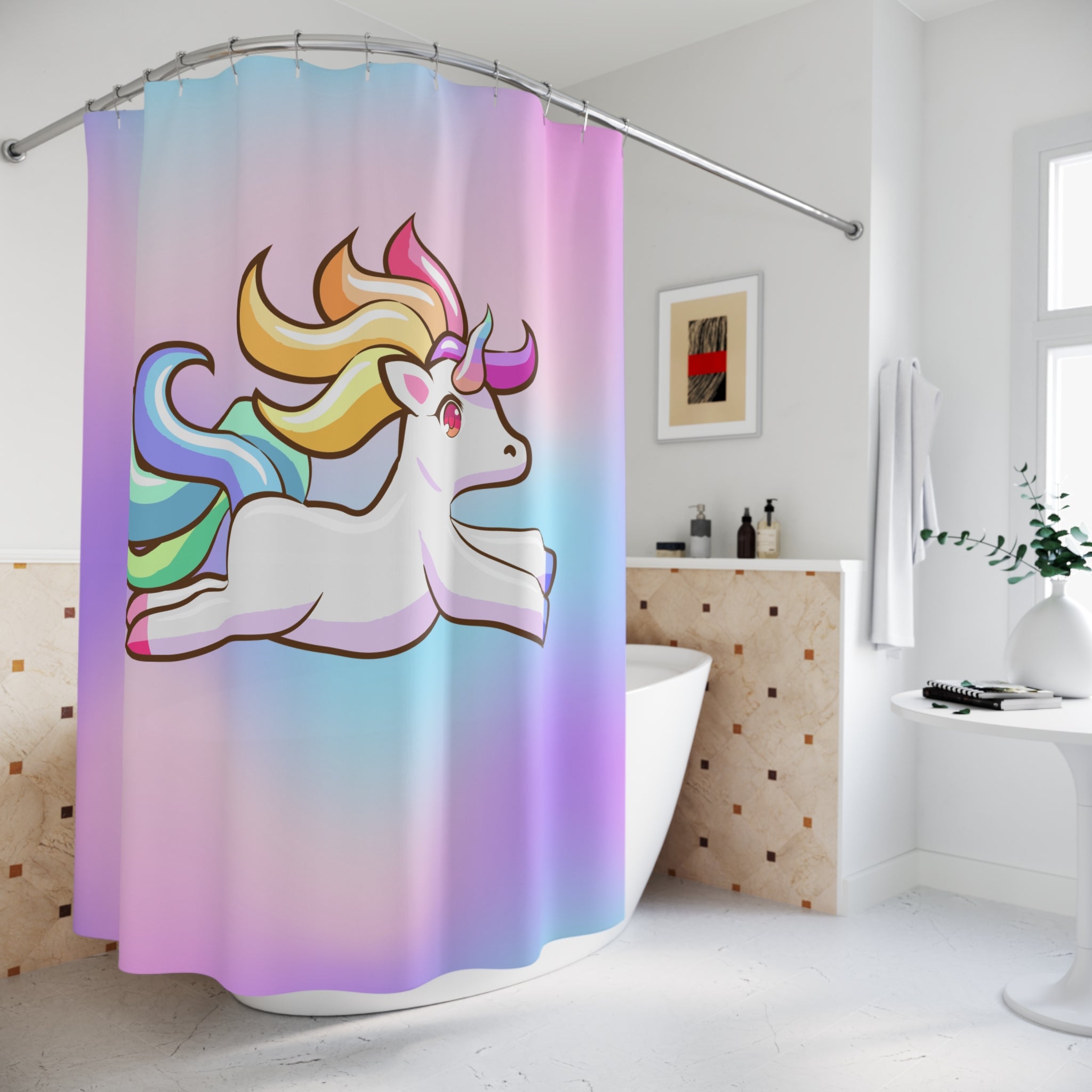 Rainbow Unicorn Fantasy Shower Curtain Gift: Whimsical Magic for Dreamer Homes