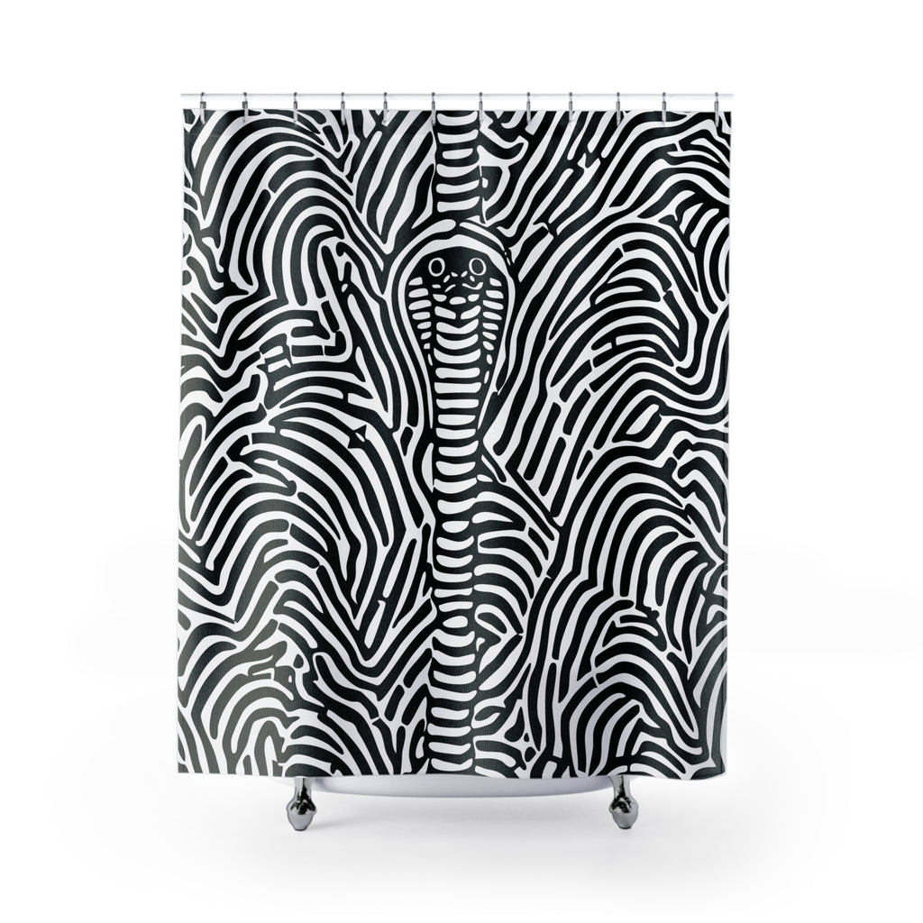 Hypnotic Cobra White Maze Shower Curtain Gift: Psychedelic Intrigue for Modern Homes