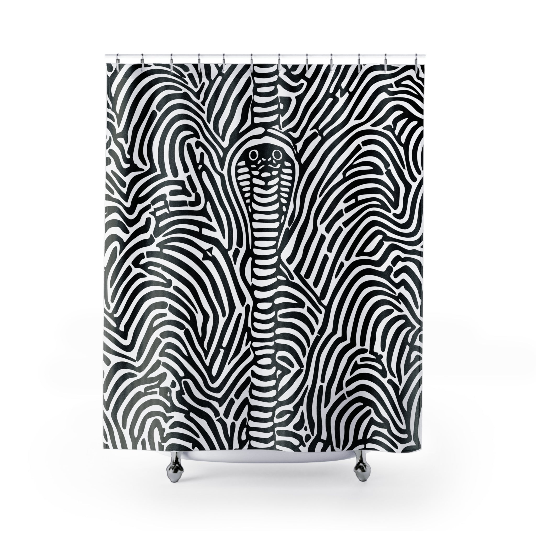 Hypnotic Cobra White Maze Shower Curtain Gift: Psychedelic Intrigue for Modern Homes