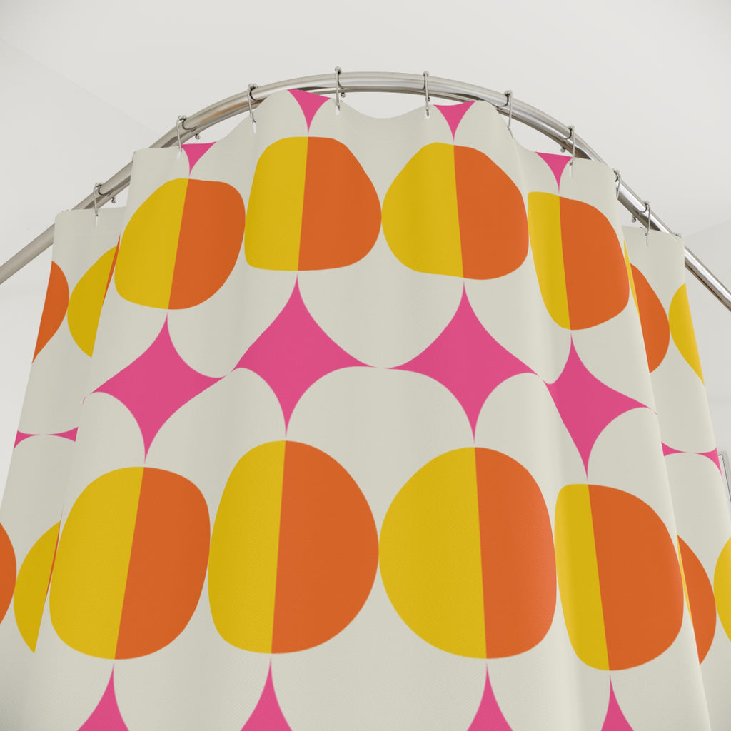 Vintage Split Circle Pop Art Shower Curtain Gift: Groovy Bathroom Style