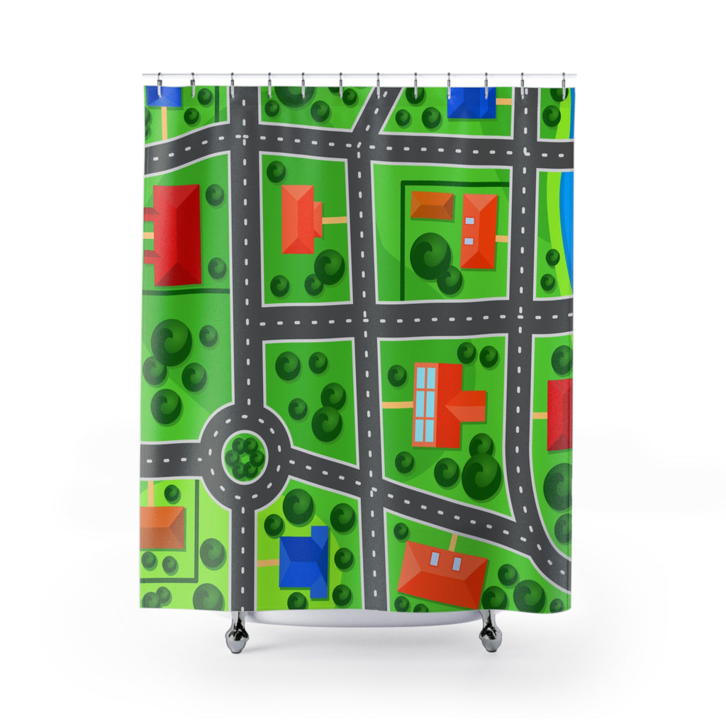 Neighborhood Map Shower Curtain Gift: Playful Adventure for Traveler Homes