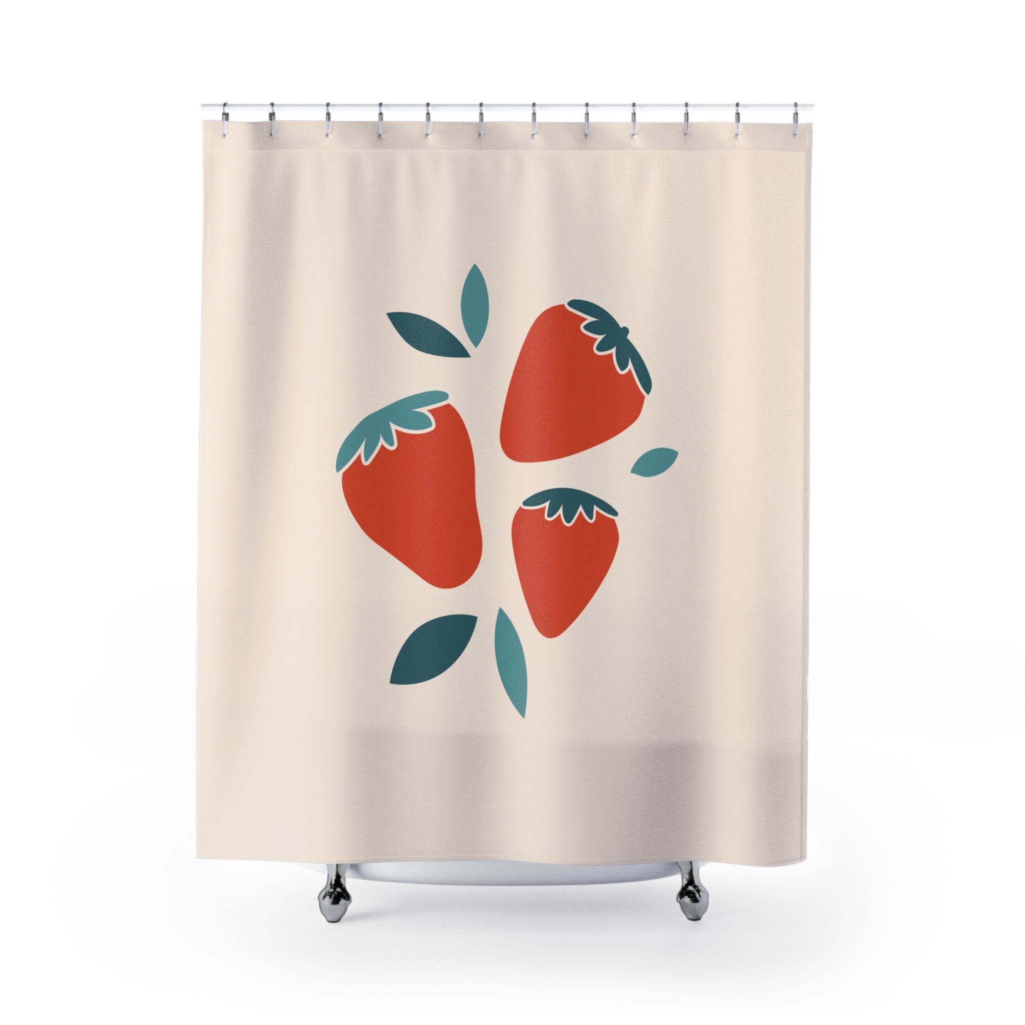 Minimalist Strawberry Art Shower Curtain Gift: Organic Freshness for Aesthetic Homes