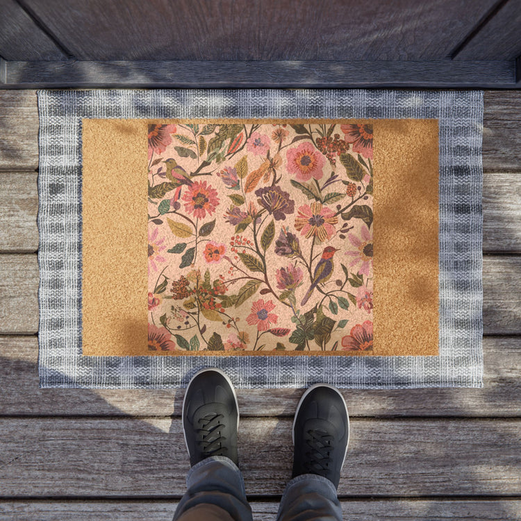 Blush Bird Garden Printed for Welcoming Floral Doorsteps doormat – original NewGiftDay design, view 3