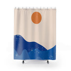 Abstract Coastal Wave Shower Curtain Gift: Minimalist Serenity for Tranquil Homes