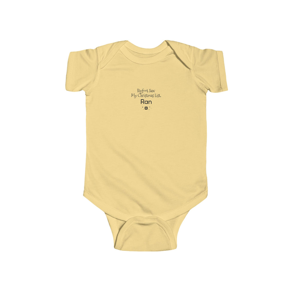 Bigfoot Christmas List baby bodysuit – original NewGiftDay design, view 4