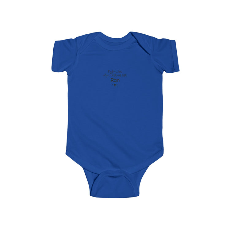 Bigfoot Christmas List baby bodysuit in royal – original NewGiftDay design