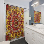 Radial Tribal Mandala Shower Curtain Gift: Earthy Folk Art for Global Homes