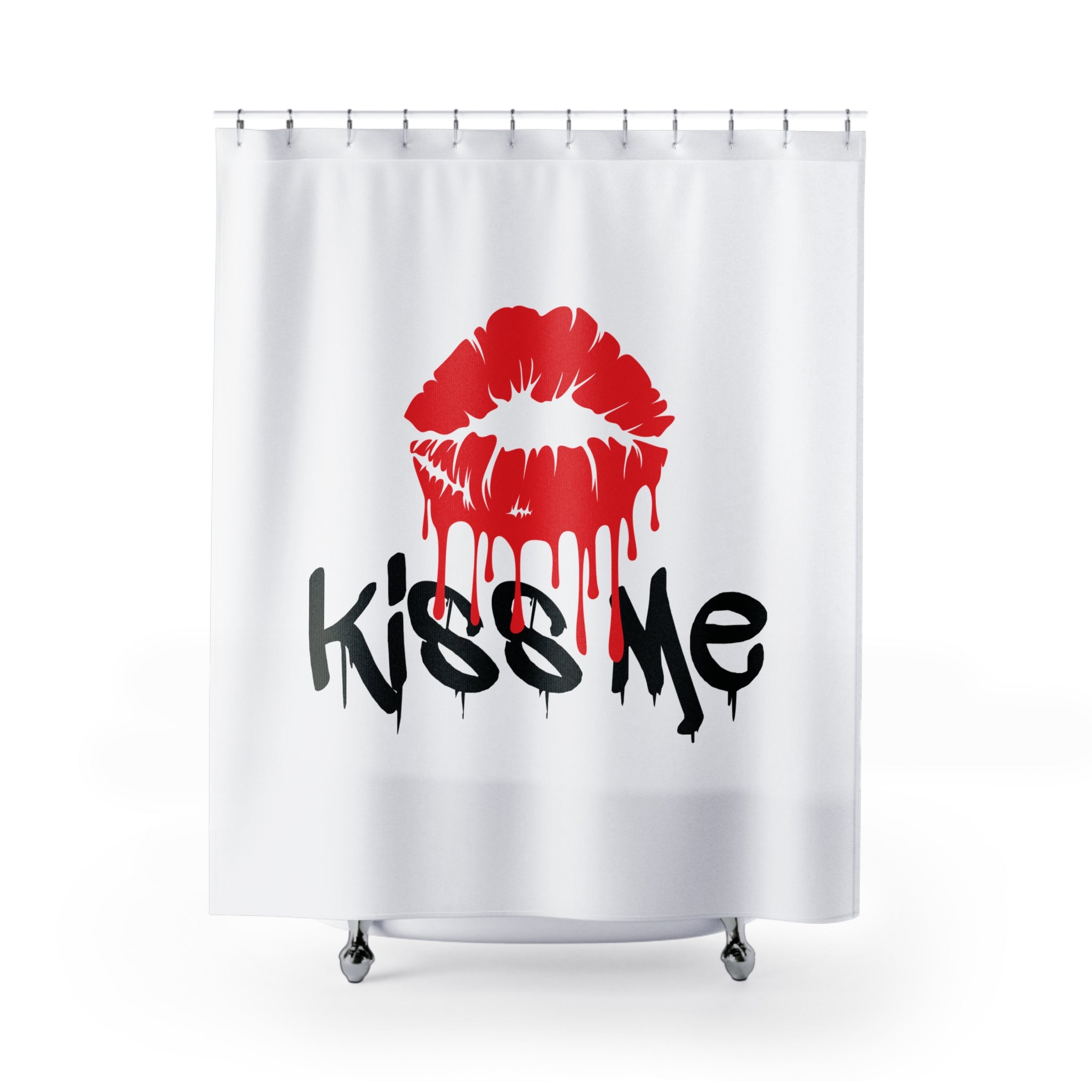 "Kiss Me" Dripping Lips Shower Curtain Gift: Edgy Romance for Bold Bathrooms