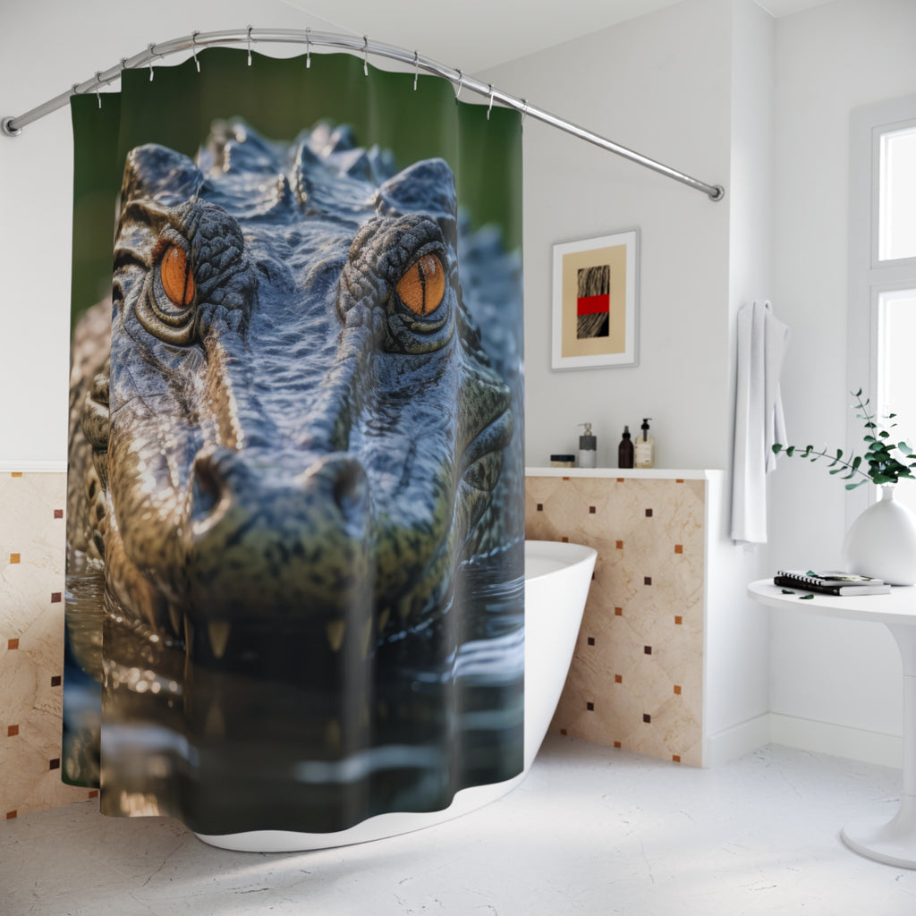Amber-Eyed Alligator Portrait Shower Curtain Gift: Wild Presence for Bold Homes