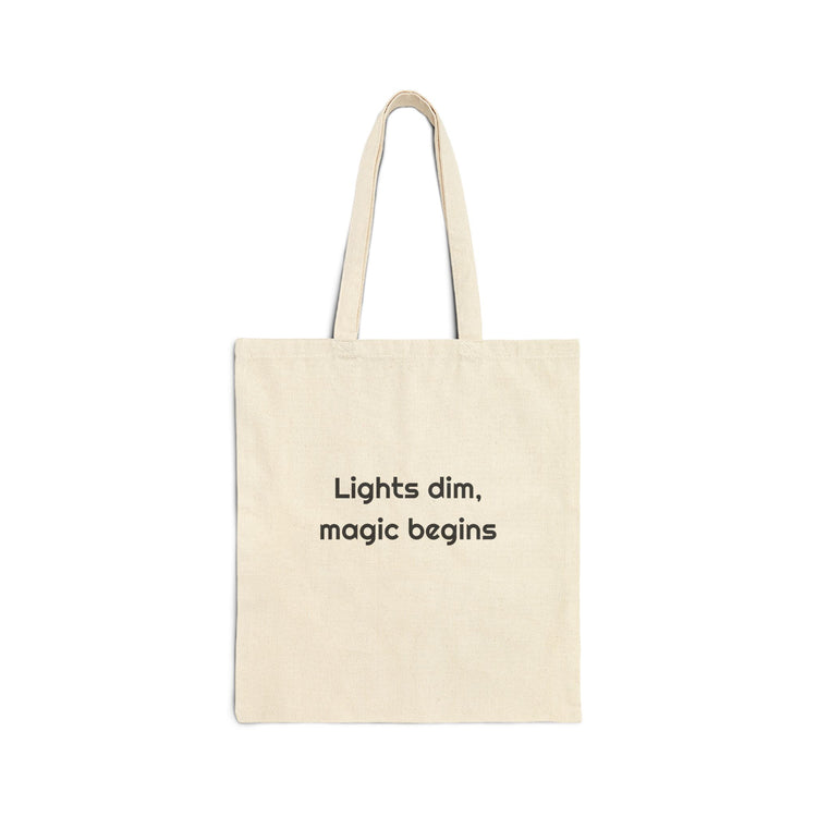 Lights Dim Magic Begins tote bag in natural – original NewGiftDay design