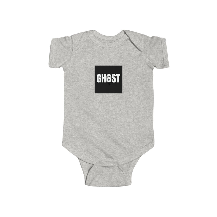 Dripping Ghost Face baby bodysuit in ash – original NewGiftDay design