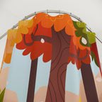 Picturesque Autumn Forest Landscape Shower Curtain Gift: Scenic Fall for Cozy Homes