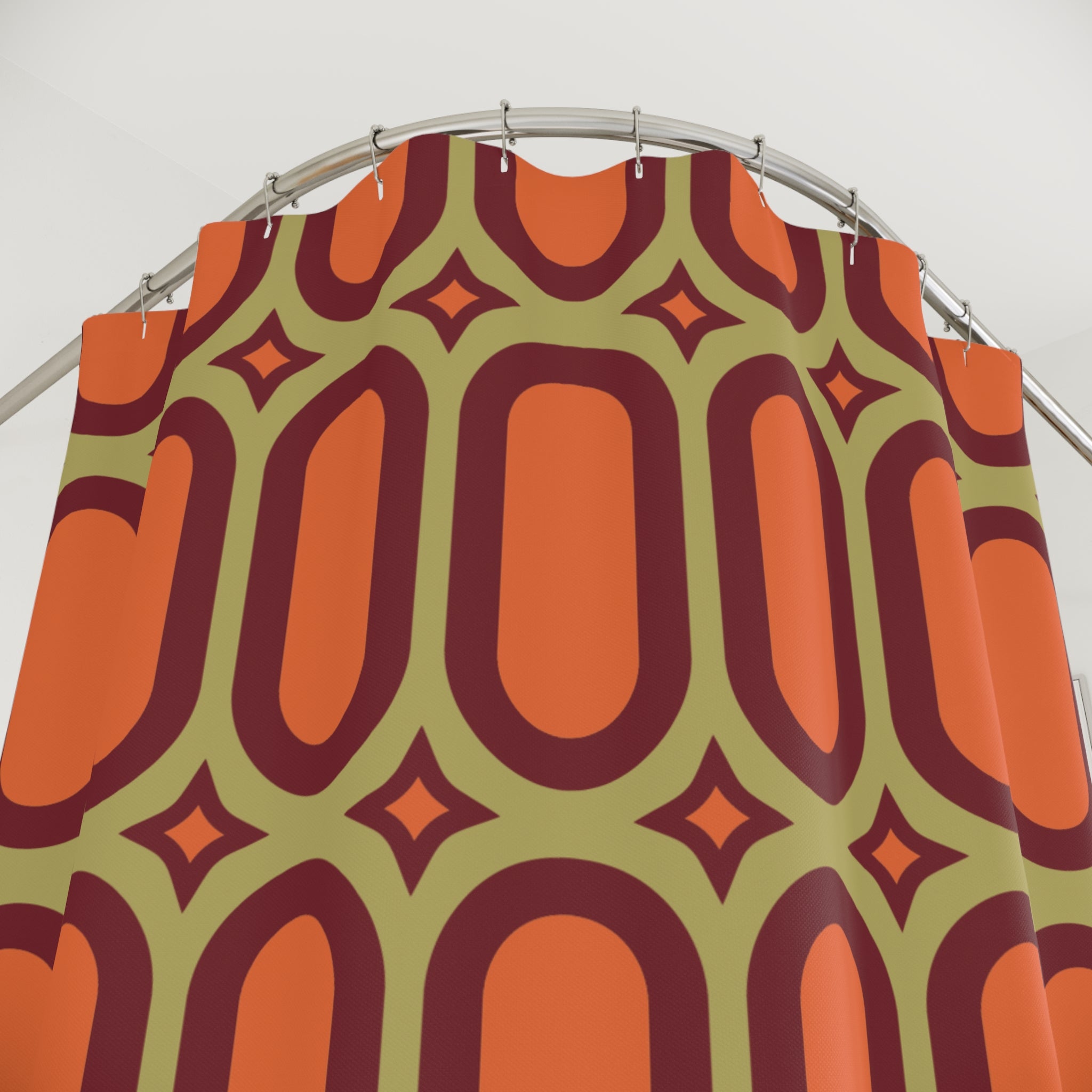 Mid-Century Geometric Shower Curtain Gift: Retro Capsule for Vintage Homes