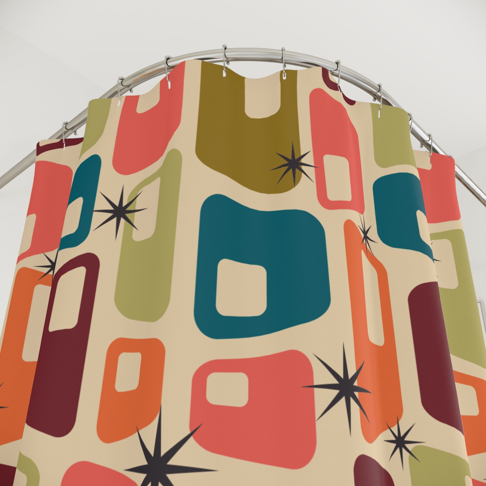 Mid-Century Modern Atomic Retro Shower Curtain Gift: Vintage Charm for Stylish Homes